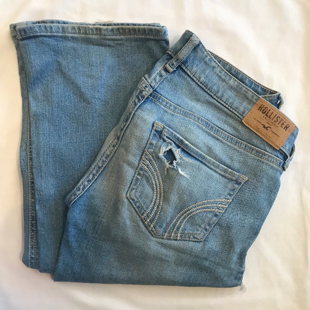 Destroyed Light Wash Bootcut Hollister Jeans